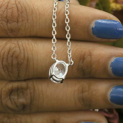 1/2/3carat Solitaire Oval Cut Moissanite Diamond Pendant for Women 18kYellow/Rose Gold Plated S925 Silver Minimalist Neck Chain