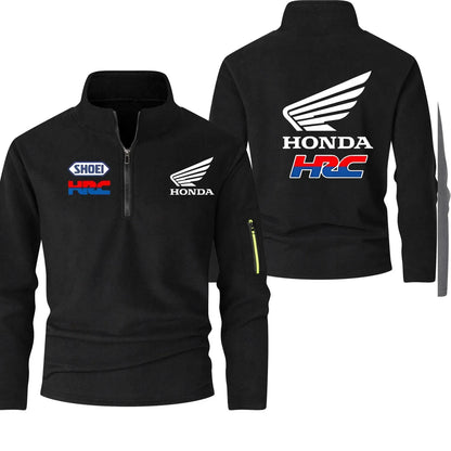 2025 Honda HRC Logo Autumn and Winter Fashion Stand-up Collar Half-zip Long-sleeved Sports Shirt Thickened Men's Casual Tops
