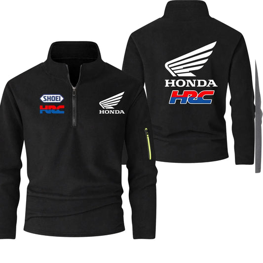 2025 Honda HRC Logo Autumn and Winter Fashion Stand-up Collar Half-zip Long-sleeved Sports Shirt Thickened Men's Casual Tops