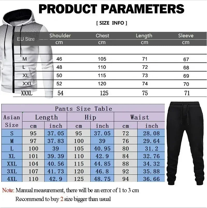 New autumn and winter men's long-sleeved pullover hoodie + pants 2-piece fashionable outdoor running men's sportswear set