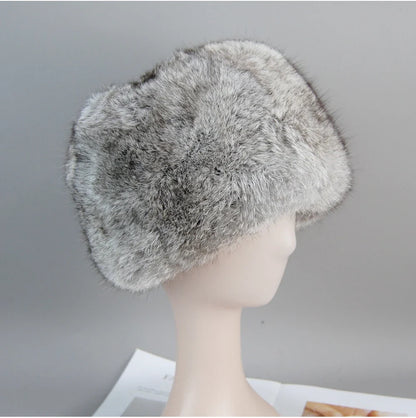 2026  Unisex Winter Russian Outdoor 100% Genuine Rabbit Fur Caps Warm Real Rabbit Fur Bomber Hat Natural Quality Rabbit Fur Hats