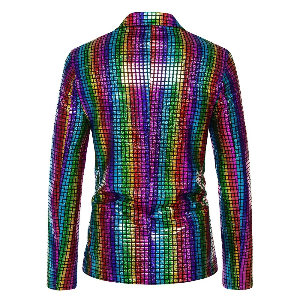 2026 New Men's Blue Plaid Suit Jacket, Fashion Blazer Coats, Black Green Silver Male Tops S M L XL XXL XXXL