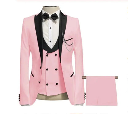 Latest Coat Pant Designs Red Terno Slim Fit Prom Men Suit Groom Suits For Wedding Tuxedo Costume Jacket+Vest+Pants