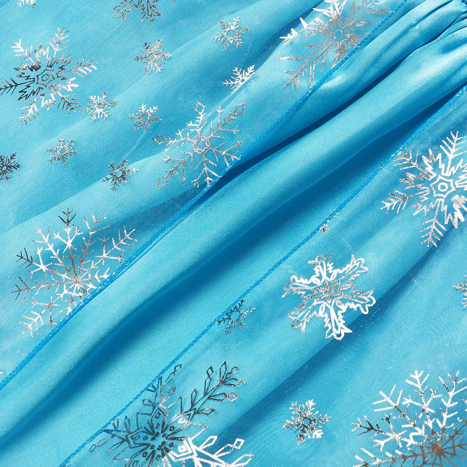 Girls Cosplay Snow Queen Elsa Snowflake Cape Costumes Kids Carnival Party Prom Gown Children Clothes Elsa Princess Dresses