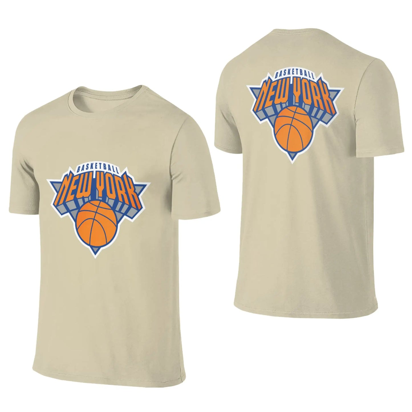100% Cotton New York Basketball T-Shirt Men's Double Sided T Shirt Men O-Neck Summer Shirts Tops Oversized