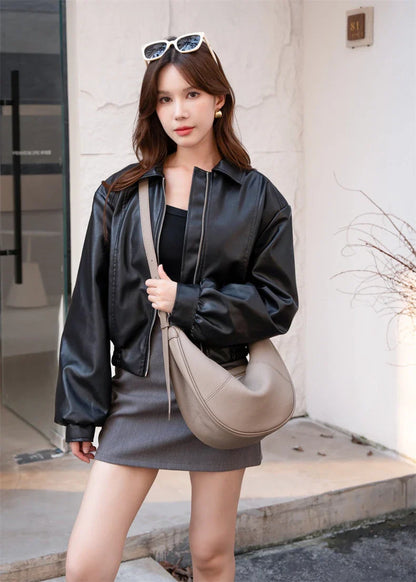 Slouchy Genuine Leather Hobo Bags For Women Luxury Cowhide Soft Crescent Shoulder Bag Crossbody Work Purses Handbags