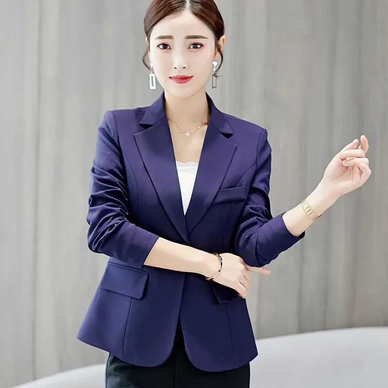Women Korea Blazer 2025 Formal Slim Black Blazers Office Lady Work Suit Pockets Jackets Coat Female Casual Short Blazer Femme