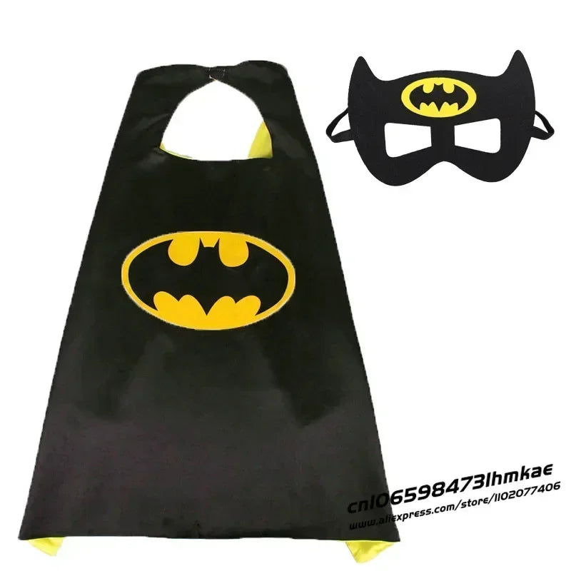 Superhero Masquerade Mask Cape Cloak Anime Spider Man Batman Cloak Action Figure Super Hero Toys Cosplay Child Party Gifts