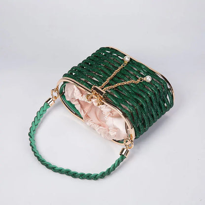Handbag Shoulder Glitter Pearl Wedding Party Clutch Purse Diamonds Shiny Beading Evening Bag Crossbody Rhinestone Luxury Woman
