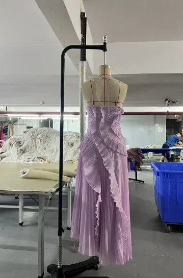 Gown Neck Strap Irregular Long Dress For Women Ruffle Sleeveless High Waist Backless Dresses 2025 New Summer Elegant Party Y2k