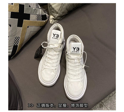 New Fashion High-top Casual Shoes Men Platform White Ankle Boot in Canvas Zipper Ornament Sneaker Boots Handcrafted Man Footwear
