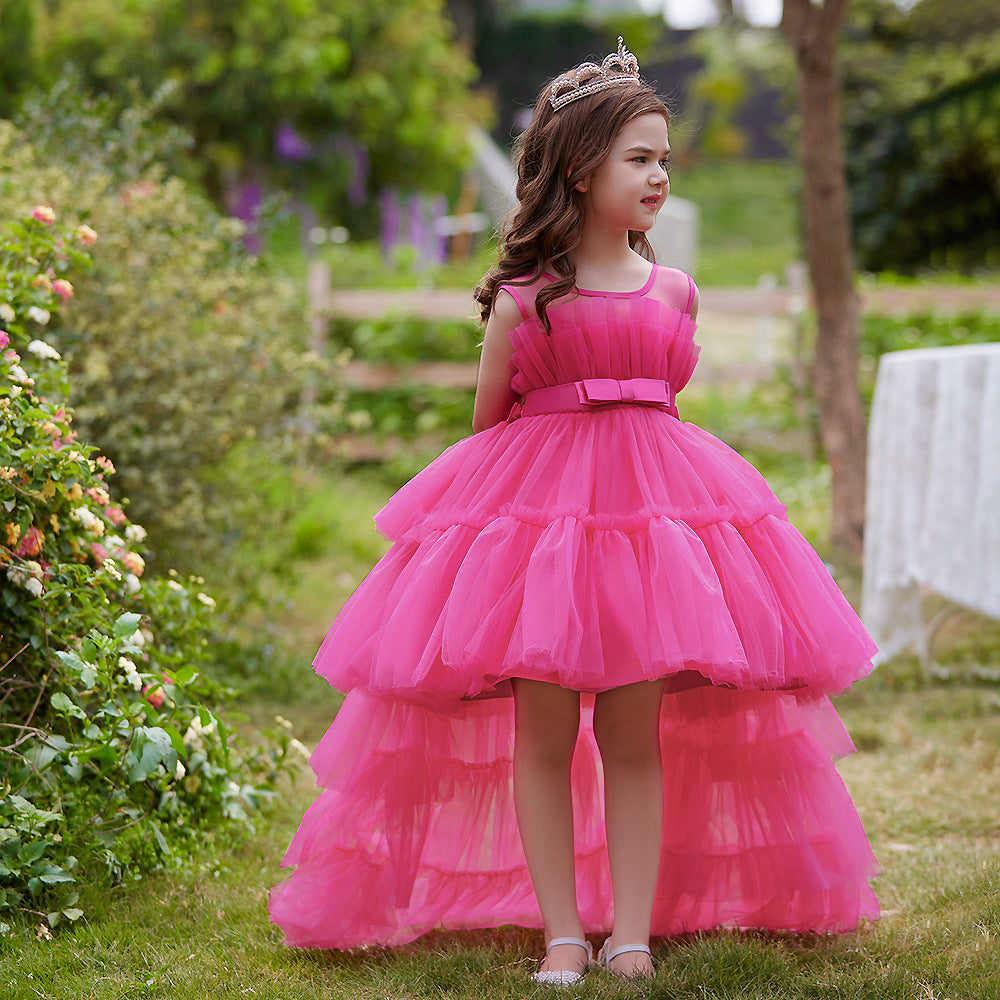 Kid's Party Formal Evening Dresses Elegant Party Dresses For Girls Dresses With Trailing Detachable Princess Dress