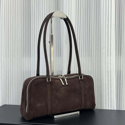 Elegant Versatile Suede Underarm Bags For Women Premium Soft Genuine Leather Shoulder Bag For Office Commute Lady Handbags New