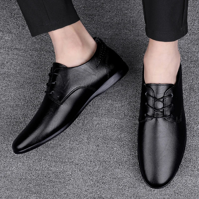 Fashion Simple Mens Oxford Shoes Breathable Male Business Footwear Handmade Formal Dress Shoes Genuine Leather Men Casual Shoes