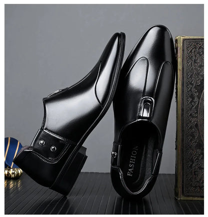 Patent Leather Casual Business Shoes for Men Solid Color Fashion Leather Shoes Male Spring Autumn New Designer Brogue Shoe Man