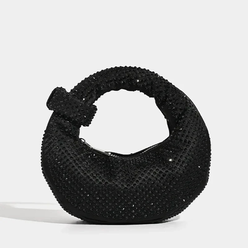 New Small Niche Design Diamond Dumpling Handbag Women's Socialite Style Evening Event Casual Versatile Handbag Water Diamond Bag