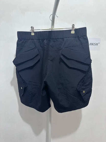 Summer New Men Tide High Street Drawstring Pocket Sports Casual Safari Style Shorts Loose Light Luxury Simple Capris HK4528
