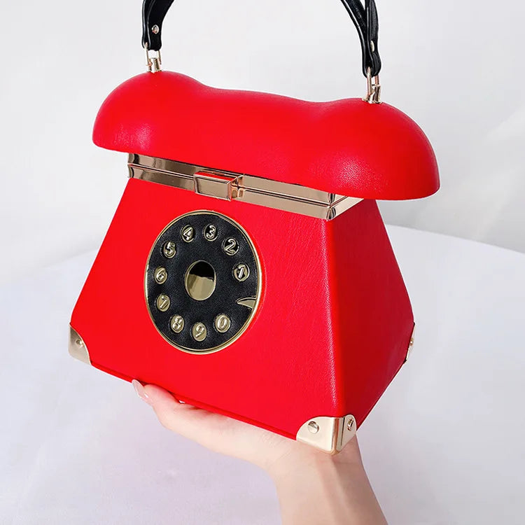 Handle Telephone Shaped Women Evening Handbags Designer Party Clutch Purse Chic Shoulder Bags Female Leather Crossbody Bag Totes