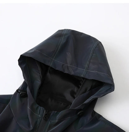 Men Reflective Jacket Gradient Colorful Hip-hop Streetwear Night Outdoor Hooded Windproof Coats Fashion Dance Skateboard Clothes