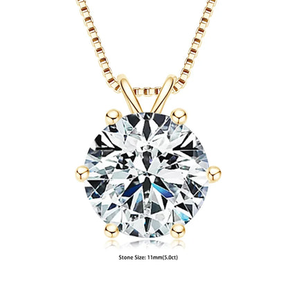 Certified Multi-size Round Moissanite Solitaire Pendant Necklaces 925 Sterling Silver Necklace For Women Jewellry Gifts