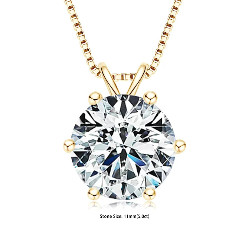 Certified 0.5-5ct Moissanite Pendant Necklaces S925 Sterling Silver Solitaire Necklace Chains For Women Jewellry Gifts
