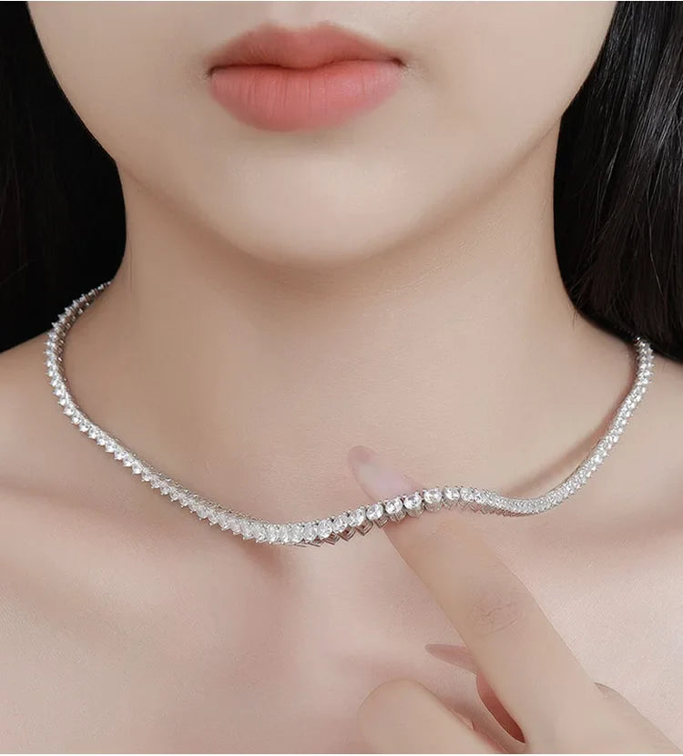 3 Claw 0.4CT 4.5mm Gradient Full D Color Moissanite Diamond Tennis Necklace for Women 925 Silver GRA Certified Neck Chain