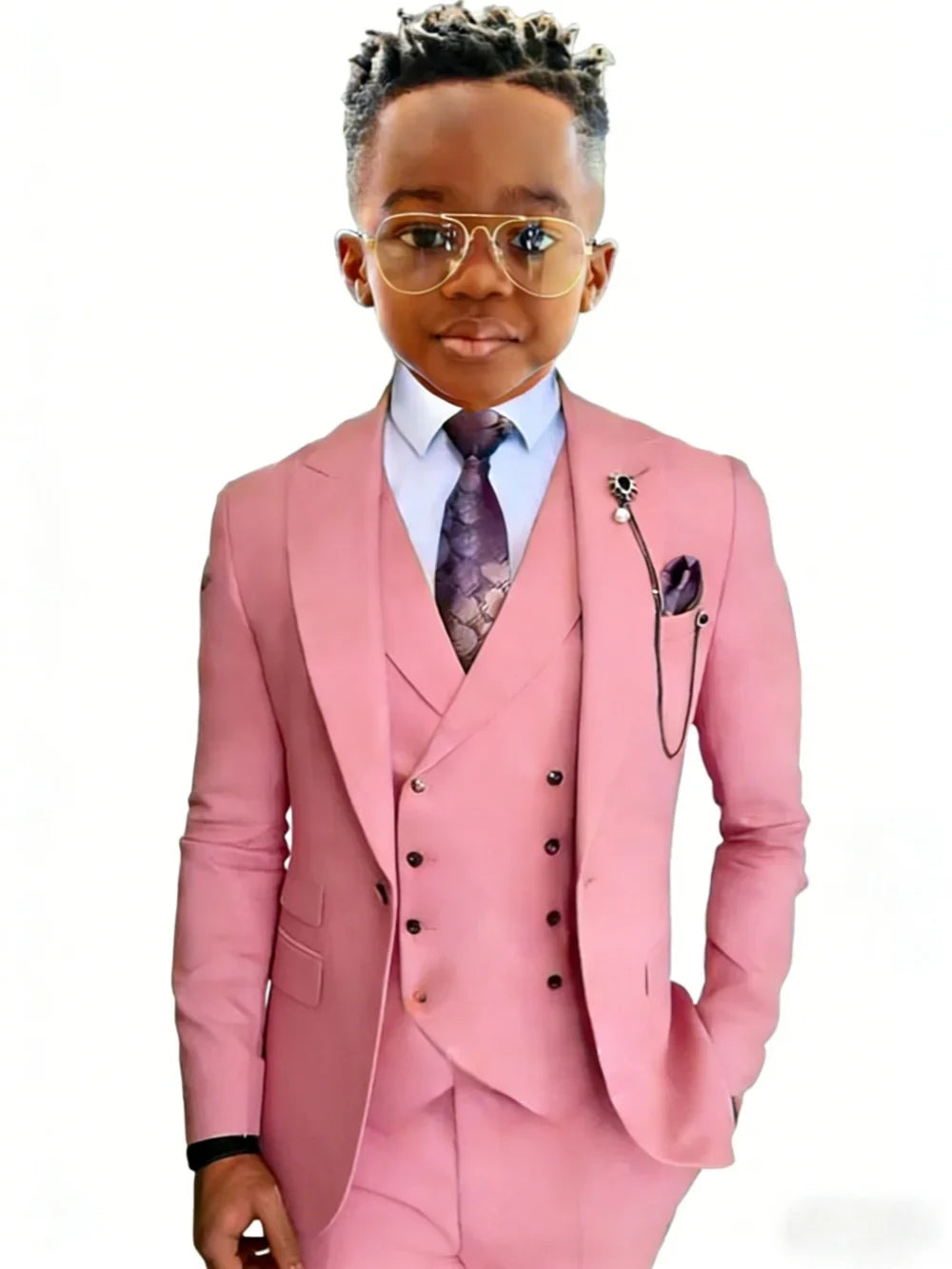 Stylish Kids Suit Set 3 Pieces Wedding Ring Bearer Outfit High Quality Boys Slim Fit Suits Birthday Party Wear Plus Size