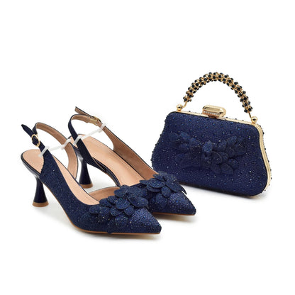 New Fashion Shoe and Bag Set for Party in Women Italian Luxury Bag and Shoes Set From Italy Full Diamonds Bride Shoes Designer