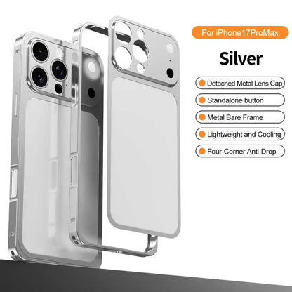 Original Colour Aluminum Alloy Frame Backplane Case For IPhone 13 14 15 16 Pro Max Transform IPhone 17 Series Lens Protect Cover