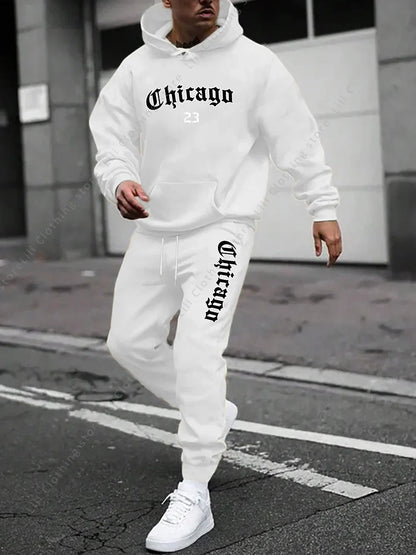 Men's sportswear - Hoodie and sports pants, loose-fitting style suitable for daily and sports wear swearshirts Tops