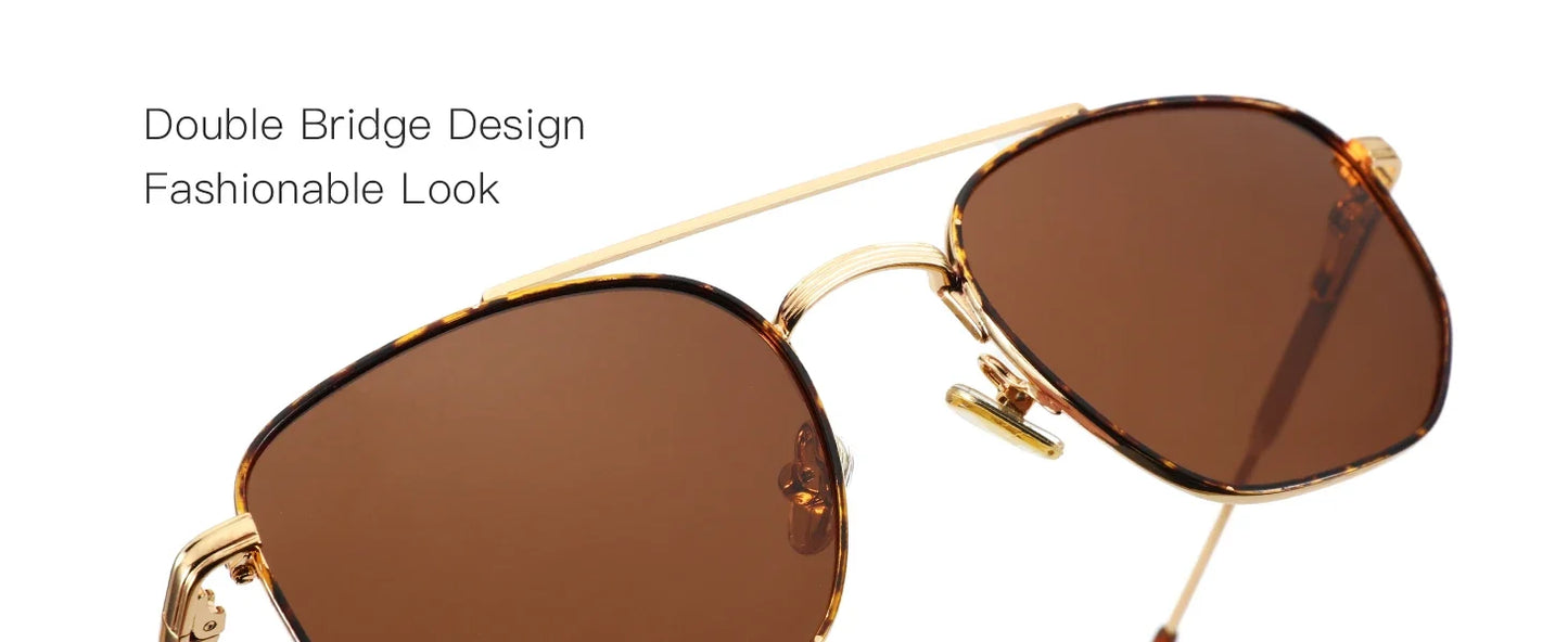 Fashion Uv400 Protect Sunglasses Men Women Trendy Double Bridge Pilot Polarized Sun Glasses Goggles Shades