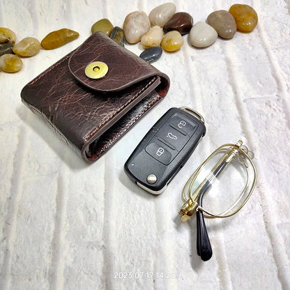 Multifunctional Key Holder Waist Bag Genuine Leather Car Key Case Folding Glasses Belt Pack Men Women 1652cg