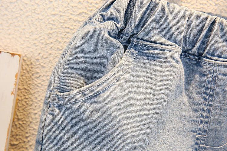 Fashion Baby Boys T-Shirt + Denim Shorts Sets 0-6 Years Old Summer Little Children's Girls Clothing Suits