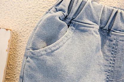 Fashion Baby Boys T-Shirt + Denim Shorts Sets 0-6 Years Old Summer Little Children's Girls Clothing Suits