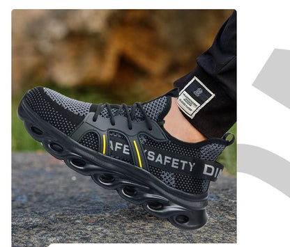 summer safety shoes lightweight work shoes with plastic toe comfortable work sneakers men anti-puncture breathable safety boots