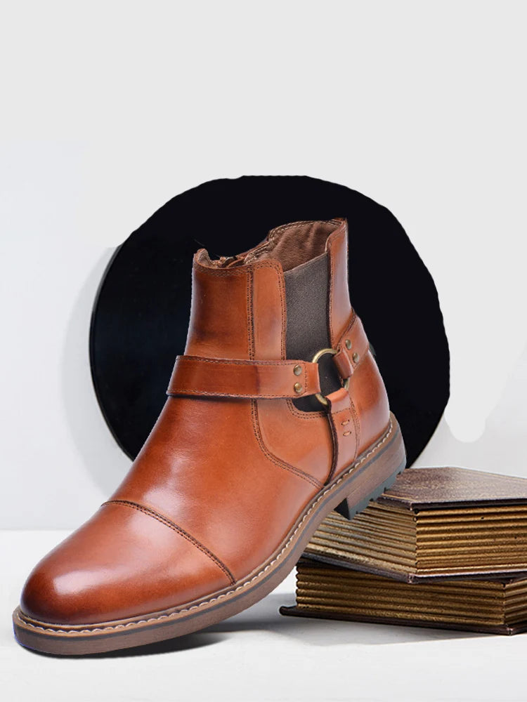 NEW Men's Casual boots Genuine Leather Men's autumn and winter handmade High-top boots lager size men's Chelsea boots 0153