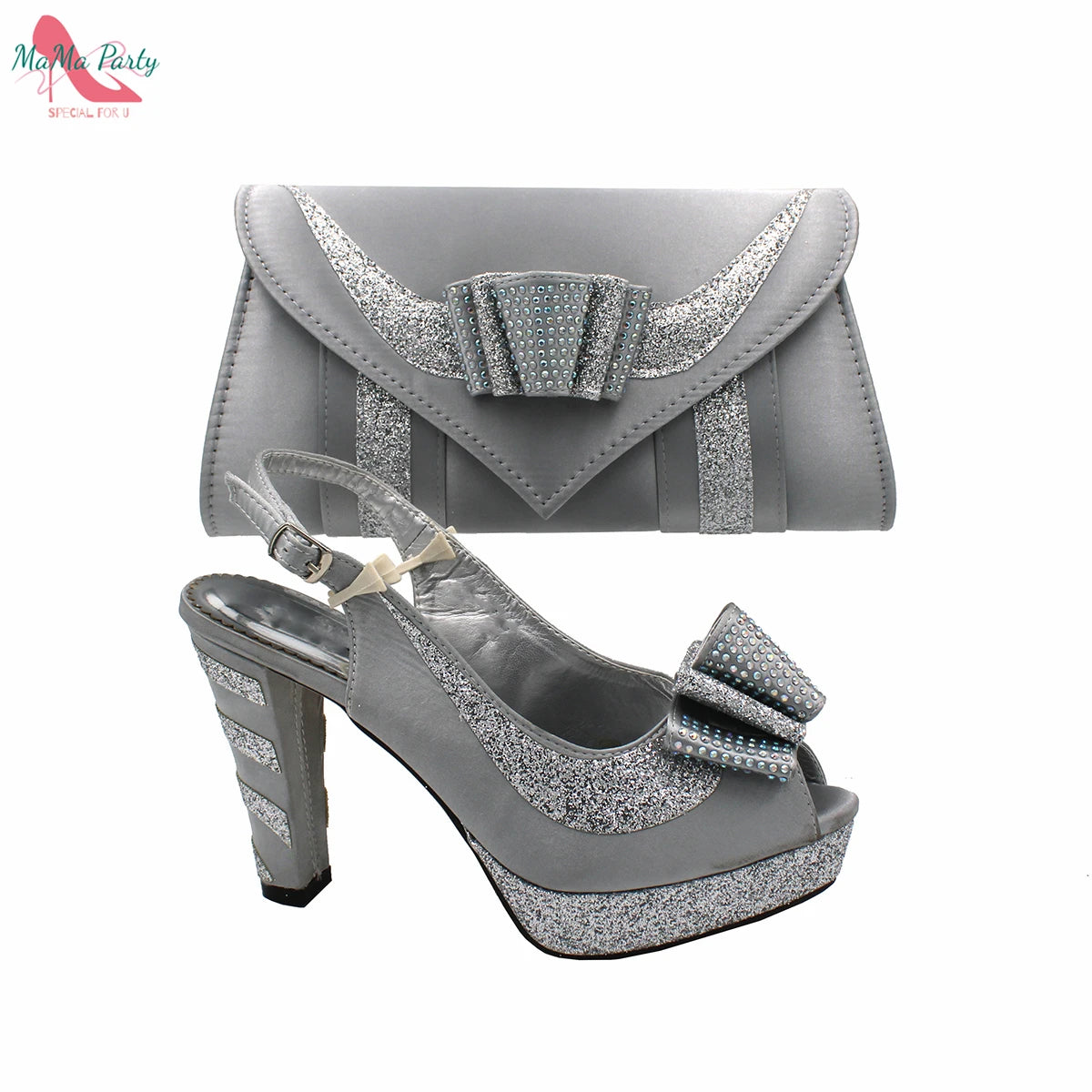 2021 Specials Design Black Color Nigerian Women Shoes and Bag Set High Quality Slingback Sandals with Appliques for Wedding