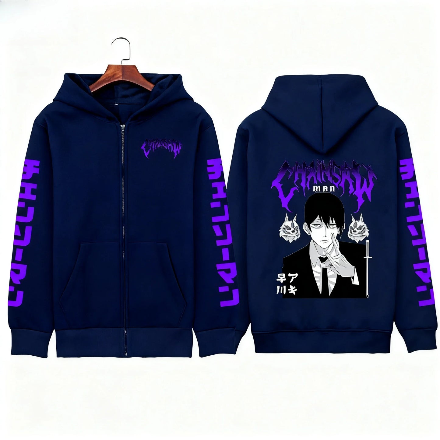 Chainsaw Man Men's Zipper Coat Hoodie Sweater Long-sleeved Jacket Aki Hayakawa Anime Spring And Autumn Top Winter