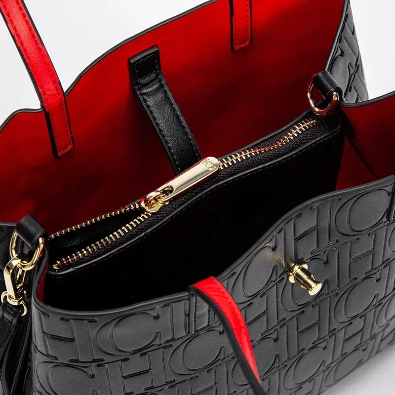 Women's Large Capacity Embossed Shoulder Bag Solid Color with Simple Texture Minimalist Design 2026 Trendy Fashion Commute