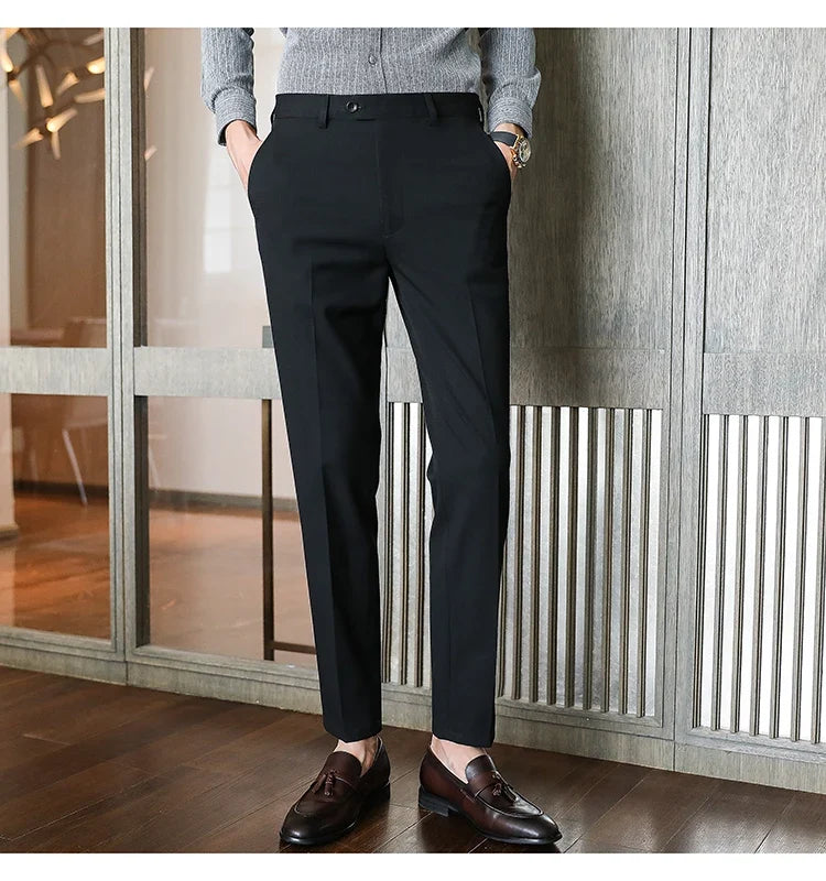 Plus size 40 38 Men Business Solid Suit Pant 2026 Spring Formal Slim Fit Wedding Trouser Mens Brand Fashion Casual Dress Pants