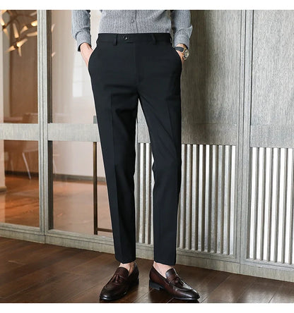 Plus size 40 38 Men Business Solid Suit Pant 2026 Spring Formal Slim Fit Wedding Trouser Mens Brand Fashion Casual Dress Pants