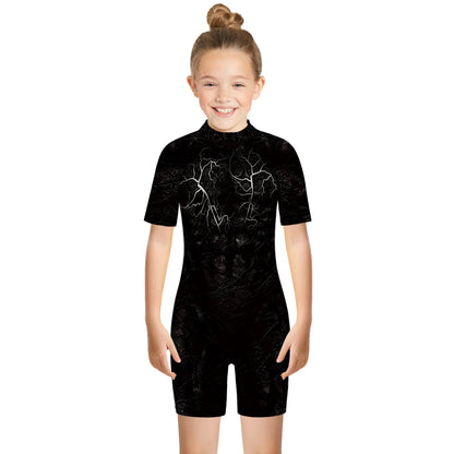 Children One Pieces Swimsuit Superhero 3D Print Playsuit Child Short Sleeve Swimwear Beach Bathing Suit Swim Wear For Boys Girls