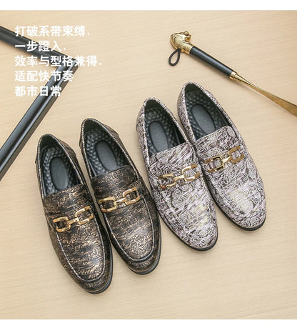 Leather Shoes Men's Business Shoes Luxury Brand Loafers Dress Moccasins Breathable Slip on Black Driving Shoes Male Formal Shoes