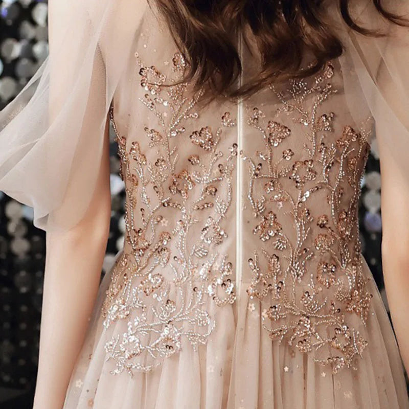 Champagne Dresses Elegant Women's Evening Dress New Banquet Style Bridesmaid Dress Fairy Quinceanera Dress Sukienki Customized
