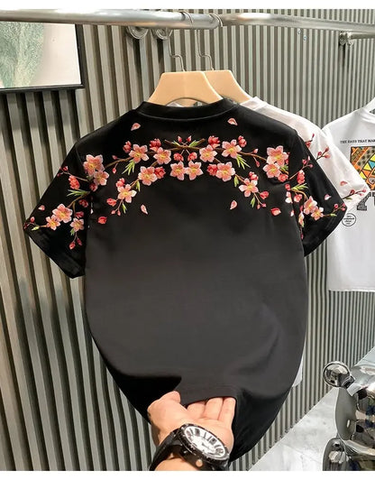2025 Summer Fashion Men T-shirt Short-sleeved Embroidered Shirt