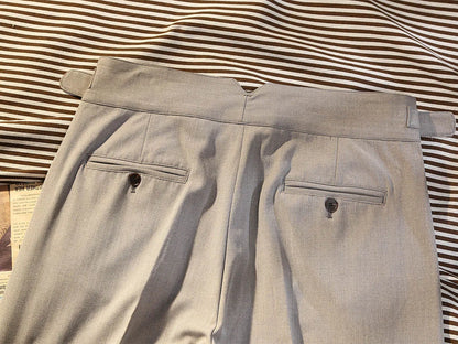 Men's high-density micro-stretch Goulger casual pants gray khaki herringbone pattern tapered Slim 9 pants pants