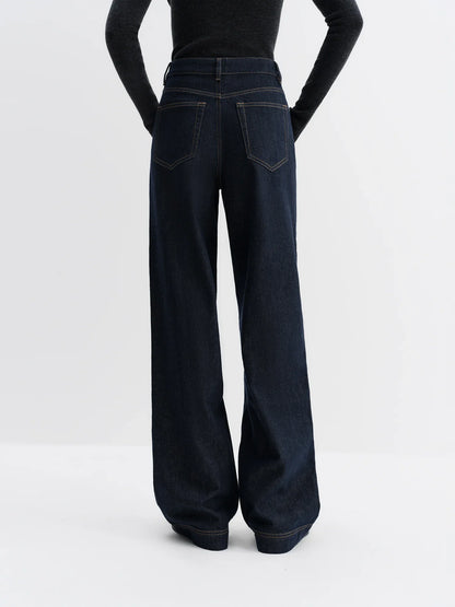 Straight High Waist Jeans for Women Winter Solid Simple All-match 2025 New Long and Short Versatile Pants Korean Style