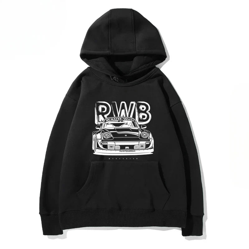 RWB Modified Car 911 Black Hooded Hoodie Women Of The Same Model New New Autumn And Winter Casual Loose Top Clothing