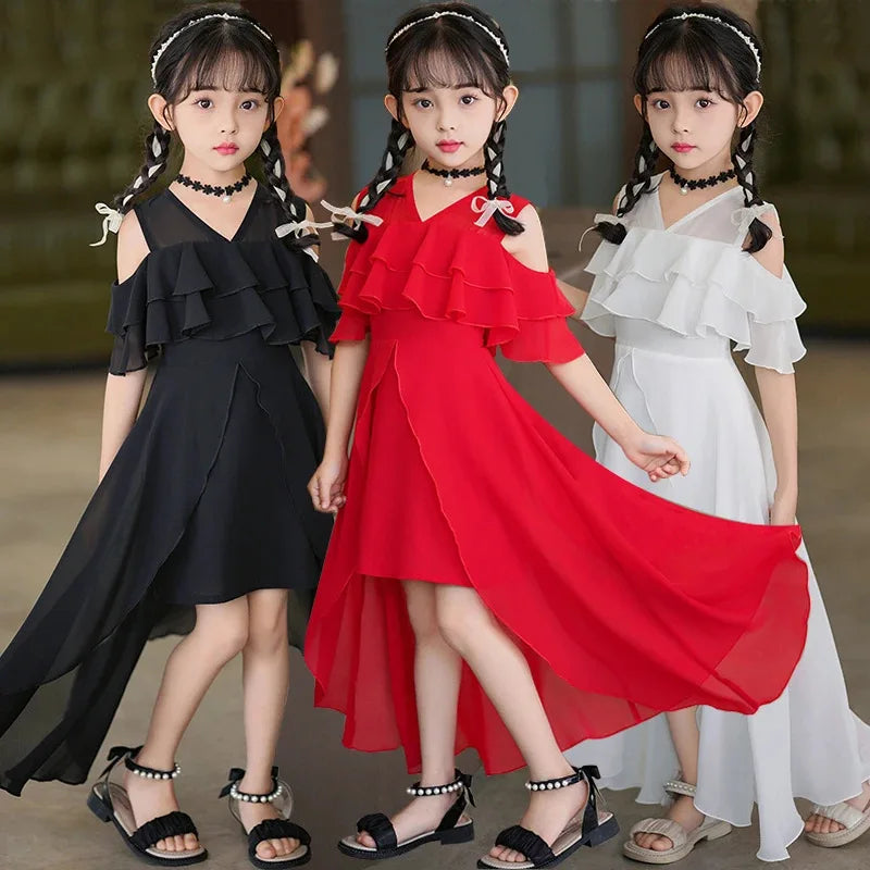 Fashion Chiffon Boho Girls Dresses Bohemian Beach Kids Clothing Vestido Girl Outfit Robe Fille Casual Maxi Children Dress Summer