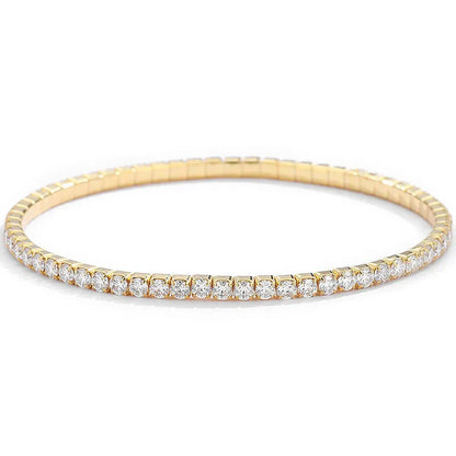 2.5/3mm Moissanite Tennis Bracelets Elastic Bangle Plated 18K Gold for Women Certified Lab Diamond Hand Chain Fine Jewelry